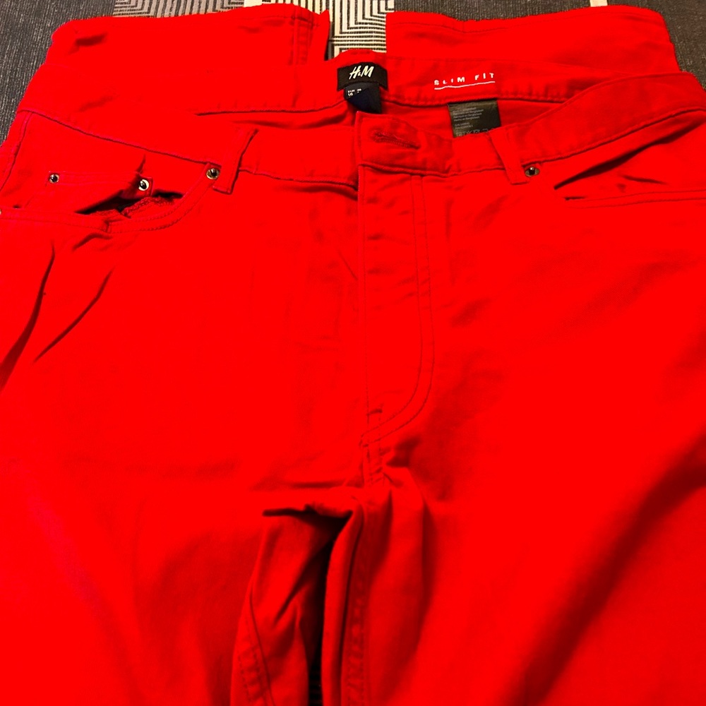 🔥True red H & M slim fit jeans size 16❤️